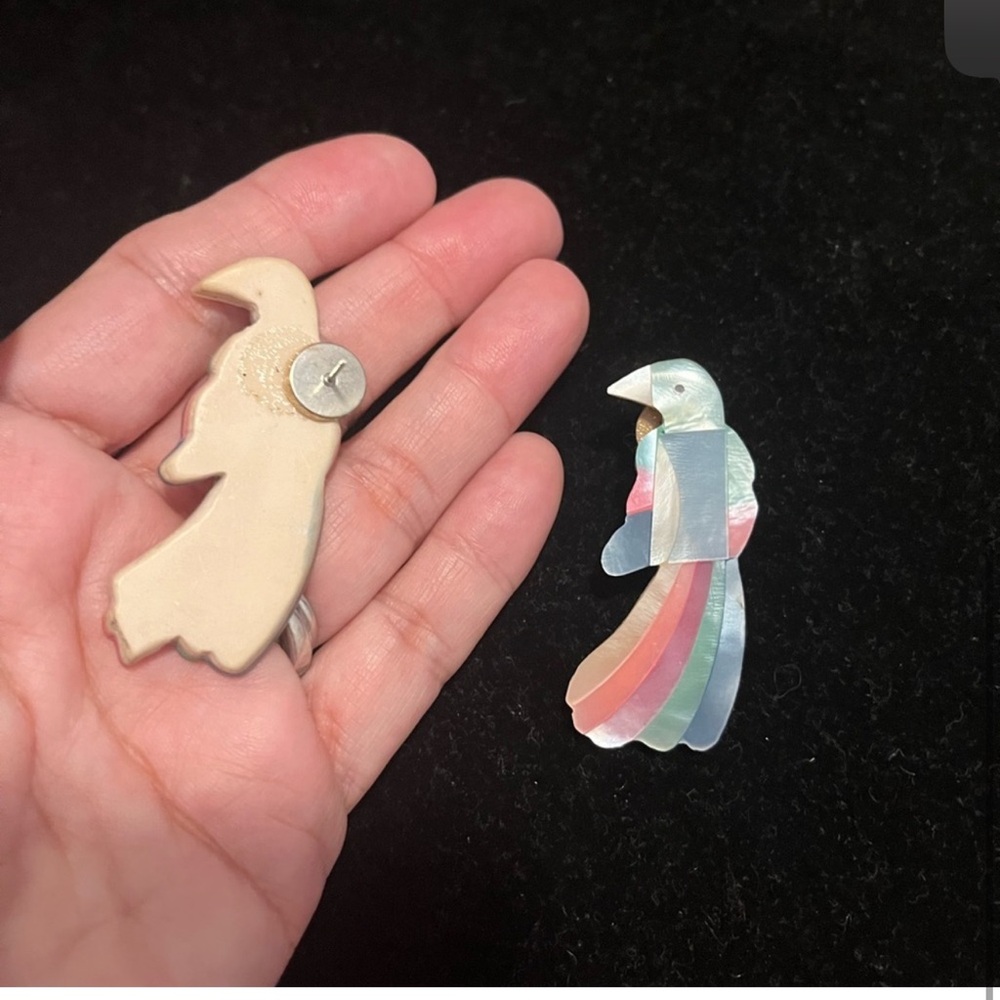 Pastel bird earrings - Picture 2 of 3